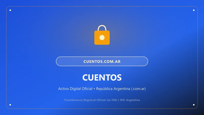 Identidad visual y presentación comercial del nombre de dominio cuentos.com.ar en venta